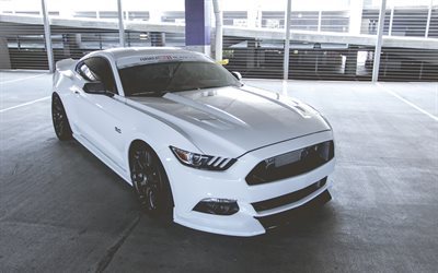 Ford, Mustang, vit Mustang, tuning Ford, sport coupe, sportbil, Formel Drift