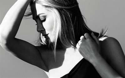 Jennifer Aniston, actrice, portrait, noir et blanc