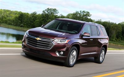 Chevrolet Traverse, 2018, SUV, burgundy Traverse, new cars, American cars, Chevrolet