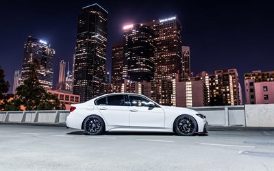 BMW M3, 4k, 2017 cars, tuning, 328i, M Package, white M3, german cars, BMW