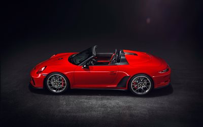 2018, Porsche 911 Speedster II Concept, top view, red convertible, sports coupe, tuning, German sports cars, Porsche