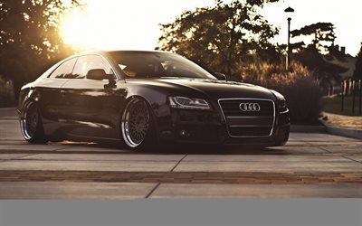 Audi A5 Coupe, tuning, stance, supercars, black a5 coupe, german cars, Audi