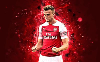 Rob Holding, english footballers, Arsenal FC, soccer, Holding, Premier League, football, The Gunners, neon lights