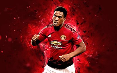 Anthony Martial, match, Manchester United FC, neon lights, Premier League, Martial, soccer, football, Man United