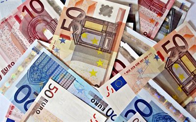 money background, banknotes, bills, euro, european union, finance concepts