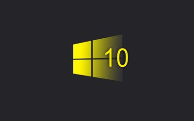 windows 10, yellow creative logo, minimalism, emblem