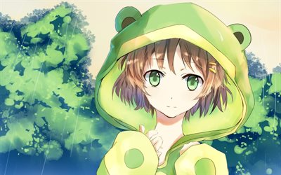 Sakura Kinomoto, forest, manga, green hair, Cardcaptor Sakura