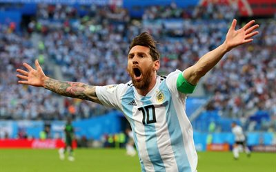 Lionel Messi, Argentina national football team, portrait, football star, Argentinian footballer, football match, Argentina