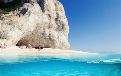 rock, beach, sea, underwater, coast, Mediterranean, summer, tourism