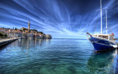 Croatia, sea, HDR, summer, boats, resort, Europe