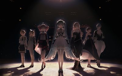 Vocaloid, Hatsune Miku, female anime characters, art, japanese manga
