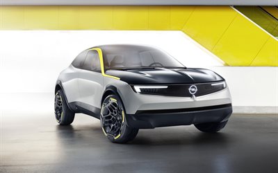Opel GT X Deneysel, 2018, 4k, elektrikli crossover, dış, &#246;n g&#246;r&#252;n&#252;m, Alman otomobil, Opel