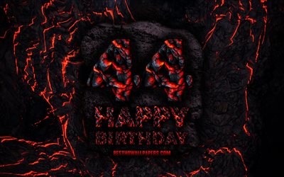 4k, Happy 44 Years Birthday, fire lava letters, Happy 44th birthday, grunge background, 44th Birthday Party, Grunge Happy 44th birthday, Birthday concept, Birthday Party, 44th Birthday