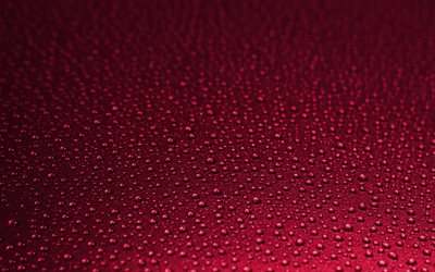Purple texture with water drops, water drops background, purple texture, drops of water on metal