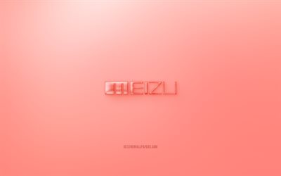 Meizu logo 3D, red background, Meizu jelly logo, Meizu embl&#232;me, creative 3D, Meizu