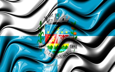 Nova igua&#231;u Flag, 4k, Cities of Brazil, South America, Flag of Nova Iguacu, arte 3D, nova igua&#231;u, brasil de la ciudad de nova igua&#231;u 3D de la bandera de brasil