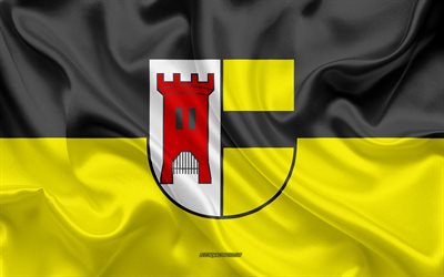Moers Bandera, 4k, seda textura, bandera de seda, ciudad alemana en Moers, Alemania, Europa, la Bandera de Moers, las banderas de las ciudades alemanas