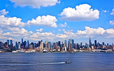 New York, g&#246;kdelenler, Metropol, şehir, Empire State Binası, New York skyline, ABD
