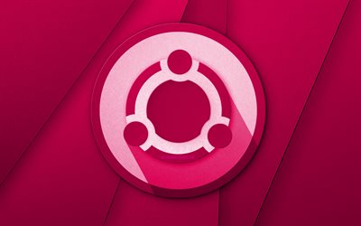 Ubuntu purple logo, 4k, creative, Linux, purple material design, Ubuntu logo, brands, Ubuntu