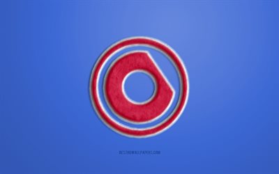 Rojo Nicky Romero Logotipo, fondo Azul, Nicky Romero logo en 3D, Nicky Romero piel logotipo creativo de piel de arte, Nicky Romero emblema, DJ holand&#233;s Nicky Romero, Nick Rotteveel