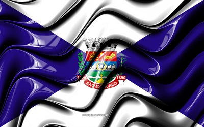 Sao Goncalo Lippu, 4k, Kaupungeissa Brasiliassa, Etel&#228;-Amerikassa, Lippu Sao Goncalo, 3D art, Sao Goncalo, Brasilian kaupungeissa, Sao Goncalo 3D flag, Brasilia