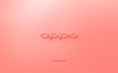 Oppo logo 3D, sfondo rosso, Rosso Oppo jelly logo, Oppo stemma, creativo, arte 3D, Oppo