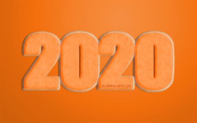 Orange 2020 fur background, Orange fur letters, 2020 Orange Background, Happy New Year 2020, 2020 fur art, 2020 concepts, 2020 New Year