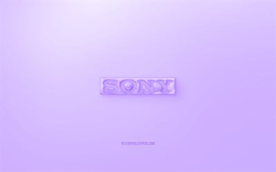 sony 3d-logo, lila hintergrund, sony jelly-logo, sony-emblem, kreative 3d-kunst, sony