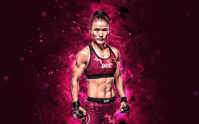 Weili Zhang, 4k, purple neon lights, Chinese fighters, MMA, UFC, female fighters, Mixed martial arts, Weili Zhang 4K, UFC fighters, Magnum, MMA fighters