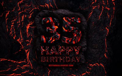 4k, Happy 35 Years Birthday, fire lava letters, Happy 35th birthday, grunge background, 35th Birthday Party, Grunge Happy 35th birthday, Birthday concept, Birthday Party, 35th Birthday