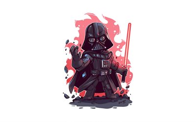 Darth Vader, 4k, superhj&#228;ltar, Star Wars, minimal, vit bakgrund, fan art, Darth Vader 4K, Darth Vader minimalism