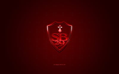 Stade Brestois 29, French football club, Ligue 1, Red logo, Red carbon fiber background, football, Brest, France, Stade Brestois 29 logo
