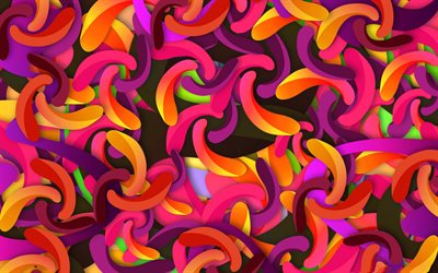 abstract petali 3D, creativo, sfondi colorati, 3D arte, arte