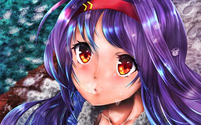 Yuuki Konno, winter, SAO, manga, Sword Art Online, Konno Yuki, girl with purple hair
