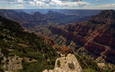bergslandskapet, stenar, canyon, North Rim, Grand Canyon National Park, Arizona, USA