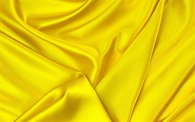 seta gialla, texture, giallo texture tessuto, seta, sfondo, texture di seta, di seta ondata di sfondo