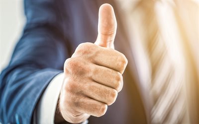 Thumbs up, businessman, success concepts, businessman with thumb up