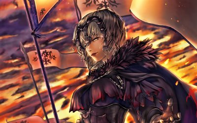 Fate Grand Order, fire, Jeanne d Arc, manga, Avanger, fan art, Fate Series, TYPE-MOON
