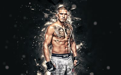Anthony Pettis, 4k, white neon lights, american fighters, MMA, UFC, Mixed martial arts, Anthony Pettis 4K, UFC fighters, MMA fighters, Anthony Paul Pettis