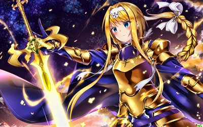 Alice Zuberg, 4K, manga, Arisu Tsuberuku, Sword Art Online, Alice Zuberg with sword, el protagonista