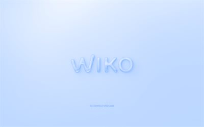 Wiko logo 3D, Fundo azul, Azul Wiko gel&#233;ia de logotipo, Wiko emblema, criativo, arte 3D, Wiko
