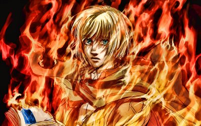 Armin Arlert, fire flames, Attack on Titan, artwork, Shingeki No Kyojin, manga