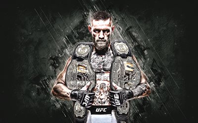 Conor McGregor, UFC, irlandais de chasse, portrait, art cr&#233;atif, pierre fond, Ultimate Fighting Championship