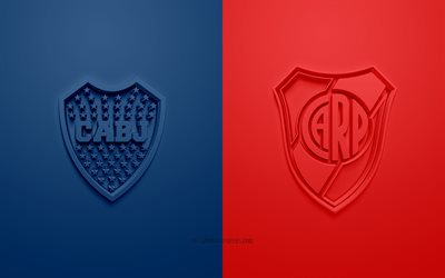 Boca Juniors vs River Plate, 2019 Copa Libertadores, semifinal, promotional materials, football match, logos, 3d art, CONMEBOL, Boca Juniors, River Plate FC
