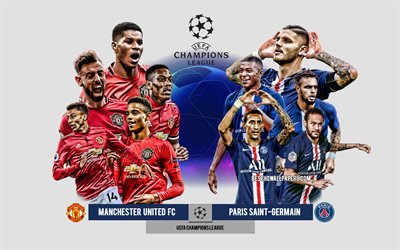 Manchester United FC vs PSG, Group C, UEFA Champions League, Preview, promotional materials, football players, Champions League, football match, Manchester City FC, PSG