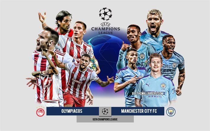 Olympiacos vs Manchester City FC, Group C, UEFA Champions League, Preview, promotional materials, football players, Champions League, football match, Olympiacos, Manchester City FC