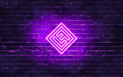 Lost Frequencies violet logo, 4k, superstars, Belgian DJs, violet brickwall, Lost Frequencies logo, Felix De Laet, Lost Frequencies, music stars, Lost Frequencies neon logo
