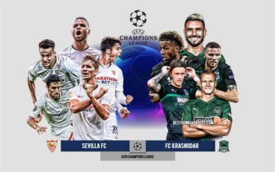 Sevilla FC vs FC Krasnodar, Group E, UEFA Champions League, Preview, promotional materials, football players, Champions League, football match, Sevilla FC, FC Krasnodar