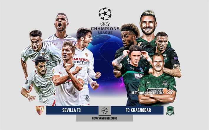 Sevilla FC vs FC Krasnodar, Grupp E, UEFA Champions League, Preview, reklammaterial, fotbollsspelare, Champions League, fotbollsmatch, Sevilla FC, FC Krasnodar