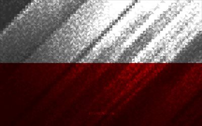Flag of Poland, multicolored abstraction, Poland mosaic flag, Poland, mosaic art, Poland flag